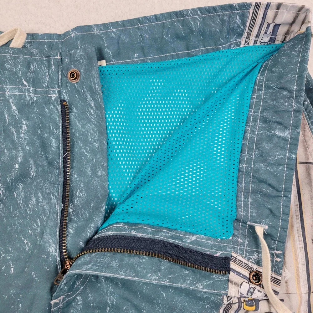 RetroMarine Lined Swimming Trunks Mens XL Blue Intercostal‎ Swim Shorts